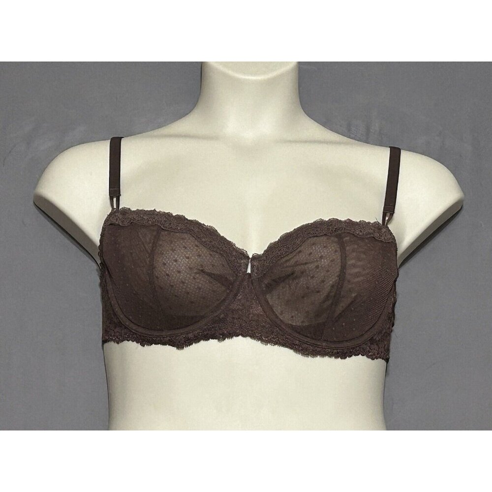 Dobreva Balconette Bra 36D Hazelnut Brown Lace  Unlined Underwired
